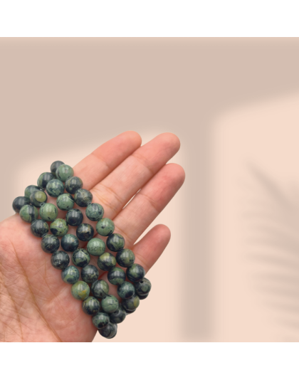 Kambaba Jasper Jap Mala (Hand Knotted)