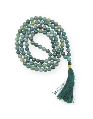 Moss Agate Jap Mala (Hand Knotted)
