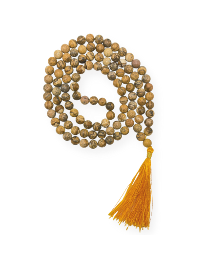 Picture Jasper Jap Mala (Hand Knotted)