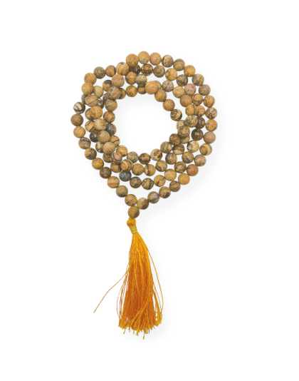 Picture Jasper Jap Mala (Hand Knotted)