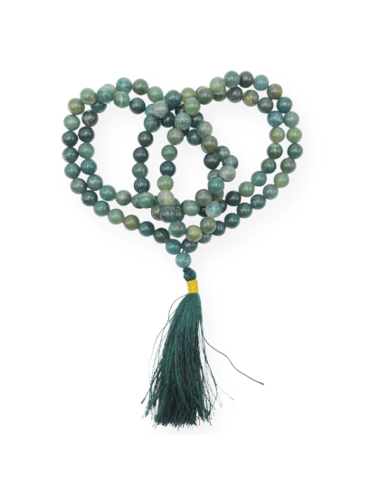 Moss Agate Jap Mala (Hand Knotted)