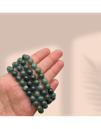 Moss Agate Jap Mala (Hand Knotted)