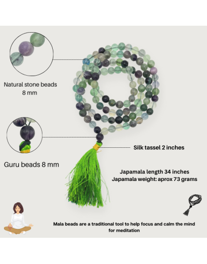Multi Fluorite Jap Mala (Hand Knotted)