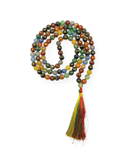 Multi Padme Hum Jap Mala (Hand Knotted)