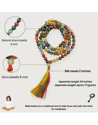 Multi Padme Hum Jap Mala (Hand Knotted)