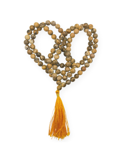 Picture Jasper Jap Mala (Hand Knotted)