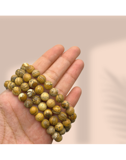 Picture Jasper Jap Mala (Hand Knotted)