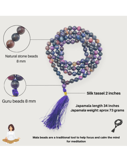 Purple Tiger's Eye Jap Mala (Hand Knotted)