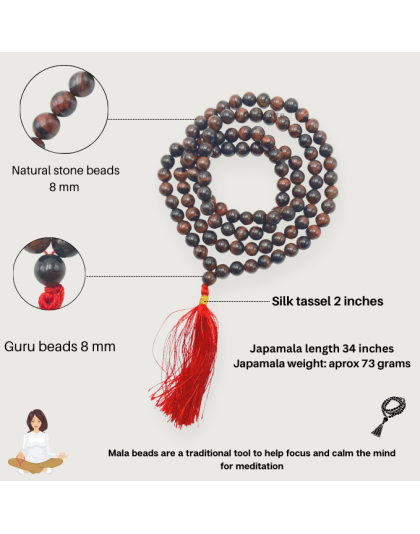 Red Tiger's Eye Jap Mala (Hand Knotted)