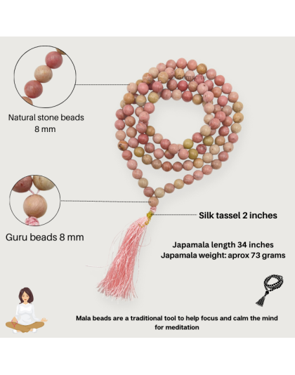 Rhodonite Jap Mala (Hand Knotted)