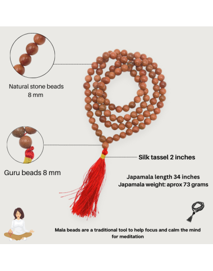 Red Goldstone Jap Mala (Hand Knotted)