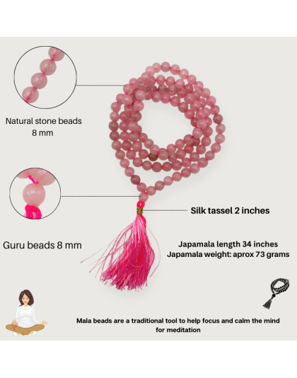 Rose Quartz Jap Mala (Hand Knotted)