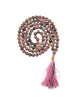 Rhodonite with Black Matrix Jap Mala (Hand Knotted)
