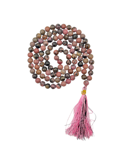 Rhodonite with Black Matrix Jap Mala (Hand Knotted)