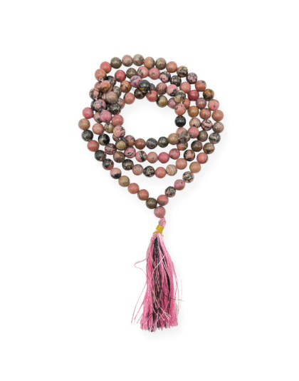 Rhodonite with Black Matrix Jap Mala (Hand Knotted)
