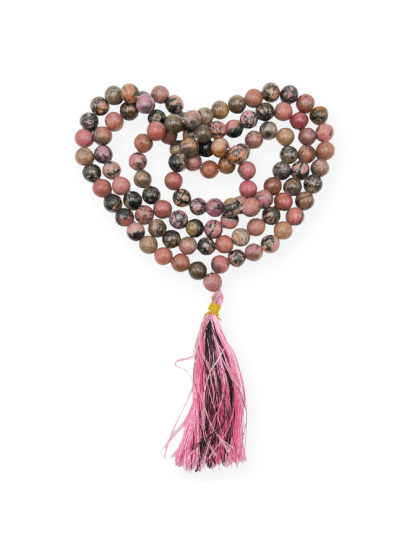 Rhodonite with Black Matrix Jap Mala (Hand Knotted)