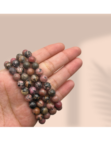 Rhodonite with Black Matrix Jap Mala (Hand Knotted)