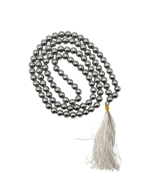 Silver Hematite Jap Mala (Hand Knotted)