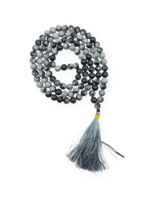 Snowflake Obsidian Jap Mala (Hand Knotted)