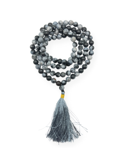 Snowflake Obsidian Jap Mala (Hand Knotted)