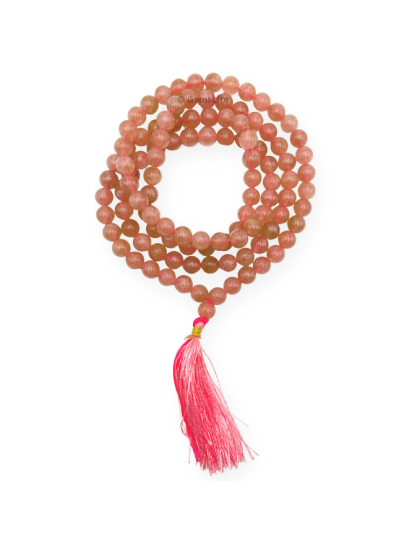 Strawberry Quartz Jap Mala (Hand Knotted)