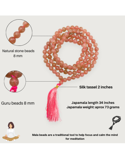 Strawberry Quartz Jap Mala (Hand Knotted)