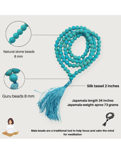 Turquoise Jap Mala (Hand Knotted)