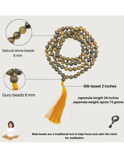 Tiger Eye Jap Mala (Hand Knotted)