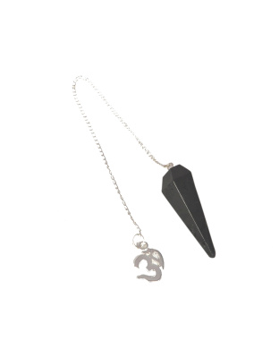 Black Tourmaline Gemstone Pendulum with Om Chain