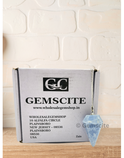 Blue Calcite Gemstone Pendulum