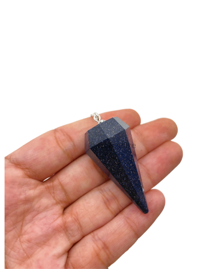 Blue Goldstone Gemstone Pendulum