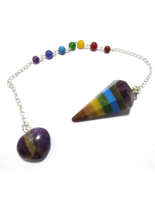 Seven Chakra with Amethyst Heart Gemstone Pendulum