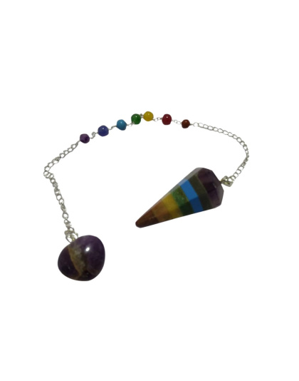 Seven Chakra with Amethyst Heart Gemstone Pendulum