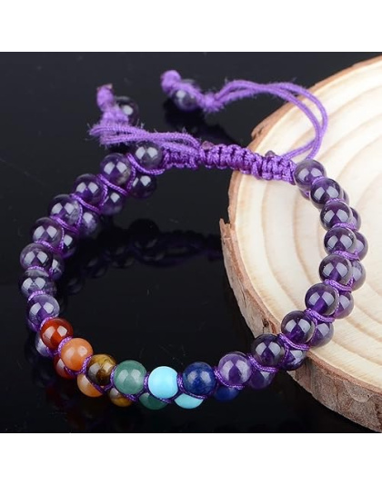 Seven Chakra Amethyst - 8mm Beads, Double Layer Dori Bracelet