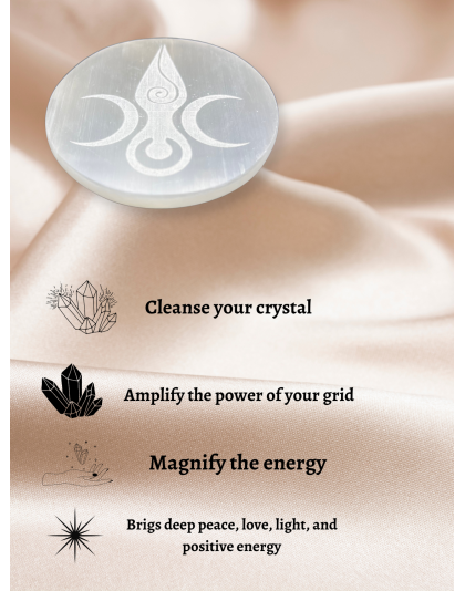Selenite Round Plate (2) - Goddess Moon Coasters Plates Selenite