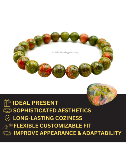 Unakite - 8mm Stretchable Bracelet